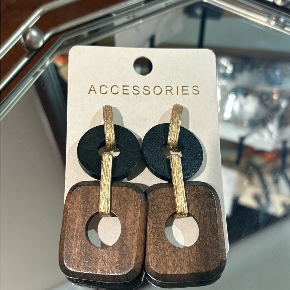 Black and Brown Geometric Earrings